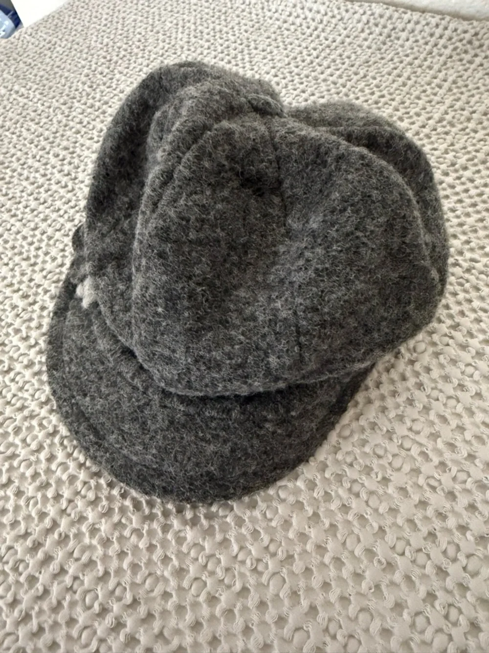 Bordoni Grey Wool Blend Rosette Flower Newsboy Fleece Lined Cap Hat Italy